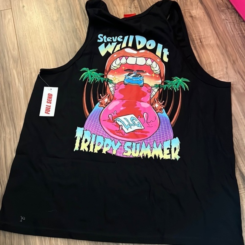 Full Send tank top Steve will do it trippy summer NWT L